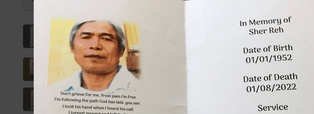 Sher Reh passed away..and got a small check from a life insurance&nbsp;..