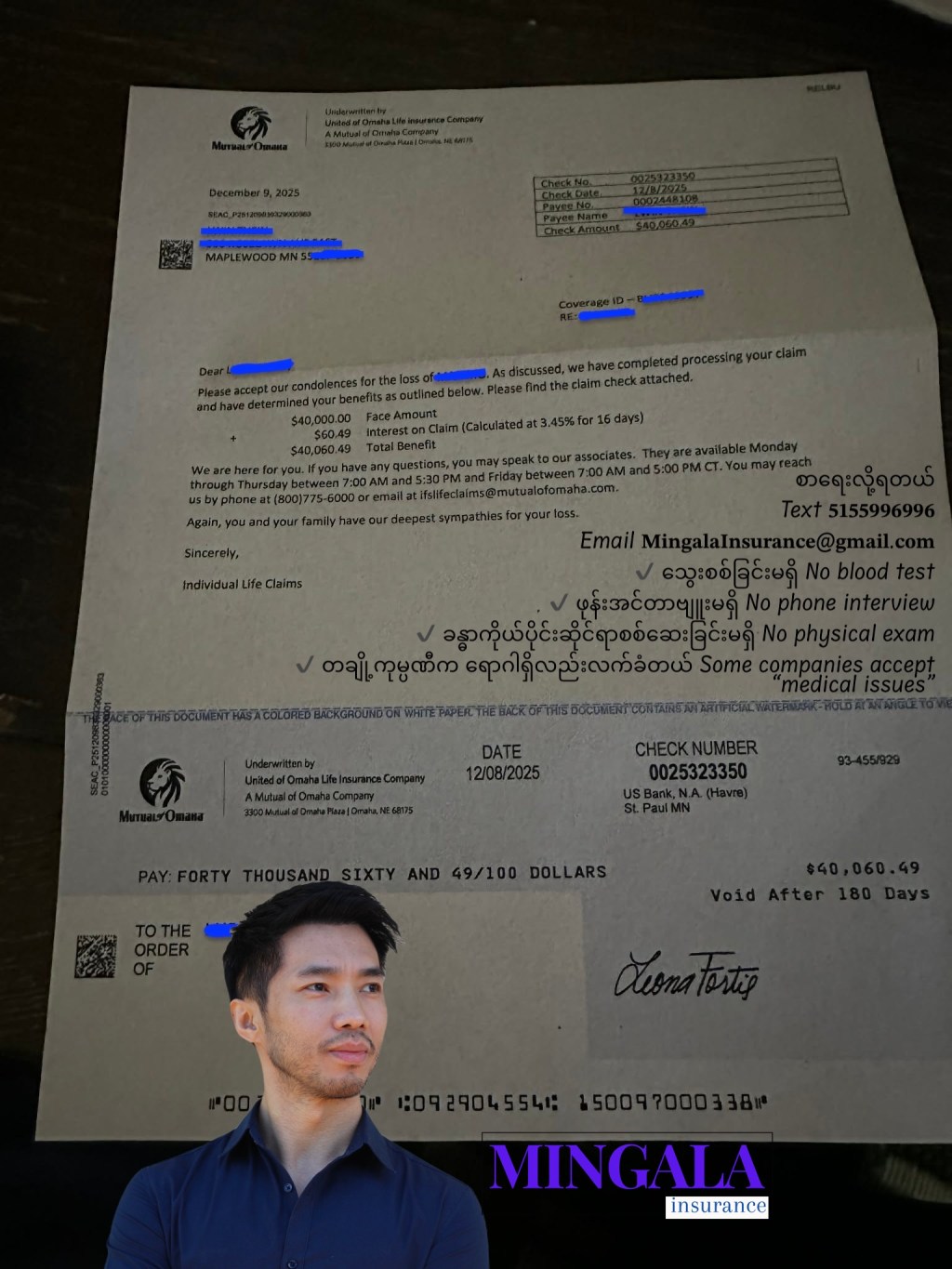 77-year-old life insurance claim with Mutual of Omaha for&nbsp;$40,000